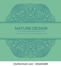 Vector nature decor for your design with abstract ornament and waves. Vector round mandala in childish style. Ornamental doodle background.