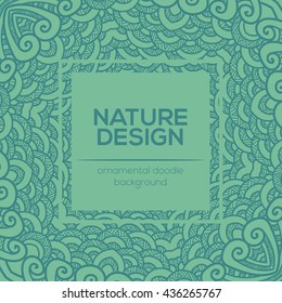 Vector nature decor for your design with abstract ornament and waves. Vector round mandala in childish style. Ornamental doodle background.