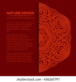 Vector nature decor for your design with abstract ornament and waves. Vector round mandala in childish style. Ornamental doodle background.