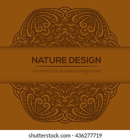Vector nature decor for your design with abstract ornament and waves. Vector round mandala in childish style. Ornamental doodle background.