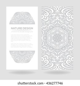 Vector nature decor for your design with abstract ornament and waves. Vector round mandala in childish style. Ornamental doodle background.
