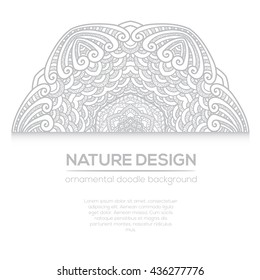 Vector nature decor for your design with abstract ornament and waves. Vector round mandala in childish style. Ornamental doodle background.