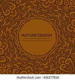 Vector nature decor for your design with abstract ornament and waves. Vector round mandala in childish style. Ornamental doodle background.