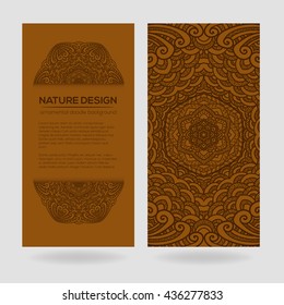 Vector nature decor for your design with abstract ornament and waves. Vector round mandala in childish style. Ornamental doodle background.