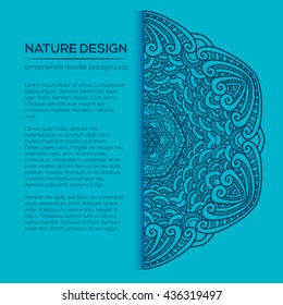 Vector nature decor for your design with abstract ornament and waves. Vector round mandala in childish style. Ornamental doodle background.