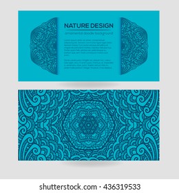 Vector nature decor for your design with abstract ornament and waves. Vector round mandala in childish style. Ornamental doodle background.