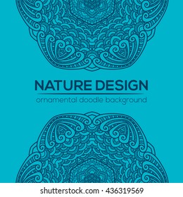 Vector nature decor for your design with abstract ornament and waves. Vector round mandala in childish style. Ornamental doodle background.