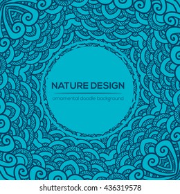 Vector nature decor for your design with abstract ornament and waves. Vector round mandala in childish style. Ornamental doodle background.