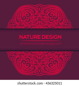Vector nature decor for your design with abstract ornament and waves. Vector round mandala in childish style. Ornamental doodle background.