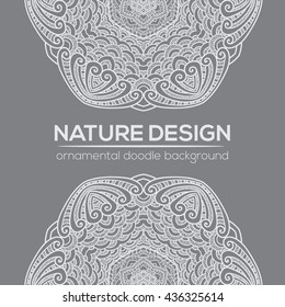 Vector nature decor for your design with abstract ornament and waves. Vector round mandala in childish style. Ornamental doodle background.