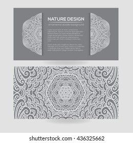 Vector nature decor for your design with abstract ornament and waves. Vector round mandala in childish style. Ornamental doodle background.