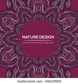 Vector nature decor for your design with abstract ornament. Vector round mandala in childish style. Ornamental doodle background.