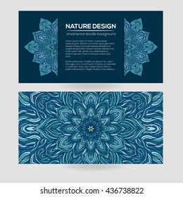 Vector nature decor for your design with abstract ornament. Vector round mandala in childish style. Ornamental doodle background.
