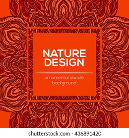 Vector nature decor for your design with abstract ornament. Vector round mandala in childish style. Ornamental doodle background.