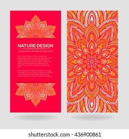 Vector nature decor for your design with abstract ornament. Vector round mandala in childish style. Ornamental doodle background.