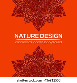 Vector nature decor for your design with abstract ornament. Vector round mandala in childish style. Ornamental doodle background.