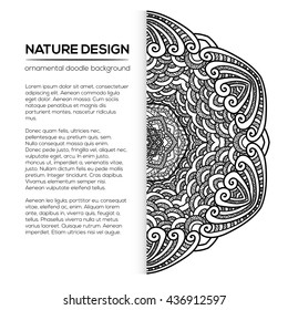 Vector nature decor for your design with abstract ornament and waves. Vector round mandala in childish style. Ornamental doodle background.