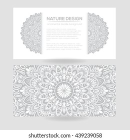 Vector nature decor for your design with abstract ornament. Vector round mandala in childish style. Ornamental doodle background.