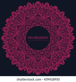 Vector nature decor for your design with abstract ornament. Vector round mandala in childish style. Ornamental doodle background.
