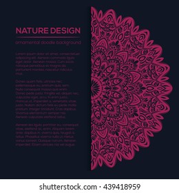 Vector nature decor for your design with abstract ornament. Vector round mandala in childish style. Ornamental doodle background.