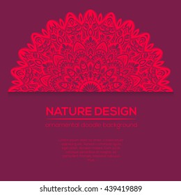 Vector nature decor for your design with abstract ornament. Vector round mandala in childish style. Ornamental doodle background.