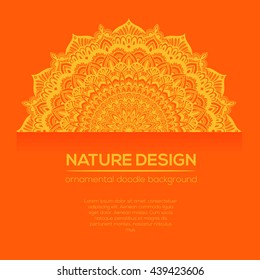 Vector nature decor for your design with abstract ornament. Vector round mandala in childish style. Ornamental doodle background.