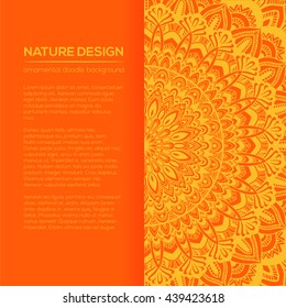 Vector nature decor for your design with abstract ornament. Vector round mandala in childish style. Ornamental doodle background.