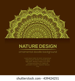 Vector nature decor for your design with abstract ornament. Vector round mandala in childish style. Ornamental doodle background.