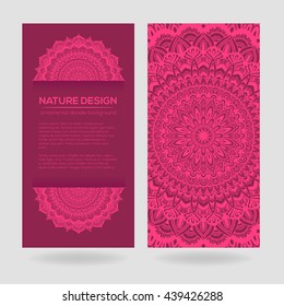 Vector nature decor for your design with abstract ornament. Vector round mandala in childish style. Ornamental doodle background.