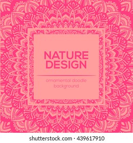 Vector nature decor for your design with abstract ornament. Vector round mandala in childish style. Ornamental doodle background.