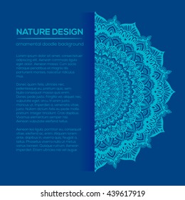 Vector nature decor for your design with abstract ornament. Vector round mandala in childish style. Ornamental doodle background.