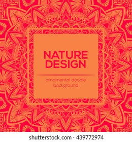 Vector nature decor for your design with abstract ornament. Vector round mandala in childish style. Ornamental doodle background.