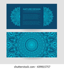 Vector nature decor for your design with abstract ornament. Vector round mandala in childish style. Ornamental doodle background.