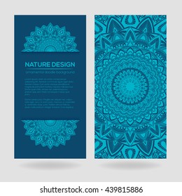 Vector nature decor for your design with abstract ornament. Vector round mandala in childish style. Ornamental doodle background.