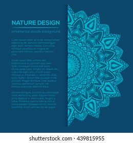 Vector nature decor for your design with abstract ornament. Vector round mandala in childish style. Ornamental doodle background.