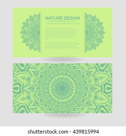 Vector nature decor for your design with abstract ornament. Vector round mandala in childish style. Ornamental doodle background.