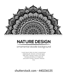 Vector nature decor for your design with abstract ornament. Vector round mandala in childish style. Ornamental doodle background.