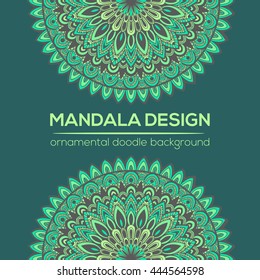 Vector nature decor for your design with abstract ornament. Vector round mandala in childish style. Ornamental doodle background.