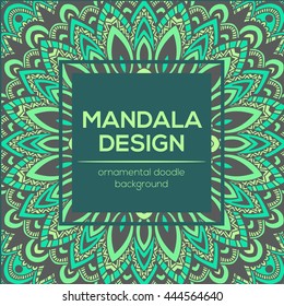 Vector nature decor for your design with abstract ornament. Vector round mandala in childish style. Ornamental doodle background.