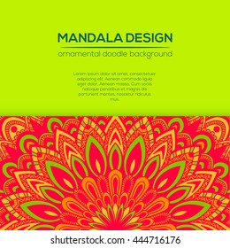 Vector nature decor for your design with abstract ornament. Vector round mandala in childish style. Ornamental doodle background.