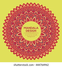 Vector nature decor for your design with abstract ornament. Vector round mandala in childish style. Ornamental doodle background.