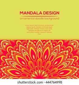 Vector nature decor for your design with abstract ornament. Vector round mandala in childish style. Ornamental doodle background.