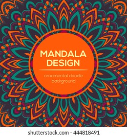 Vektorgrafik-Naturdekor für Ihr Design mit abstraktem Dekor. Vektor rund Mandala im kindischen Stil. Zierdoodle-Hintergrund.