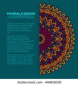 Vector nature decor for your design with abstract ornament. Vector round mandala in childish style. Ornamental doodle background.