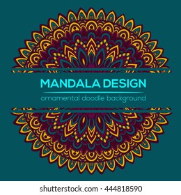 Vector nature decor for your design with abstract ornament. Vector round mandala in childish style. Ornamental doodle background.