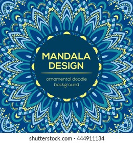 Vector nature decor for your design with abstract ornament. Vector round mandala in childish style. Ornamental doodle background.