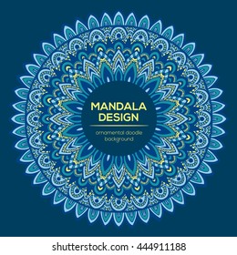 Vector nature decor for your design with abstract ornament. Vector round mandala in childish style. Ornamental doodle background.