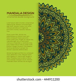 Vector nature decor for your design with abstract ornament. Vector round mandala in childish style. Ornamental doodle background.