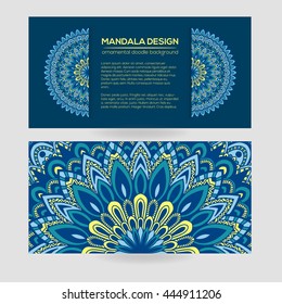 Vector nature decor for your design with abstract ornament. Vector round mandala in childish style. Ornamental doodle background.
