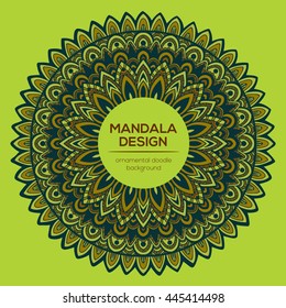 Vector nature decor for your design with abstract ornament. Vector round mandala in childish style. Ornamental doodle background.